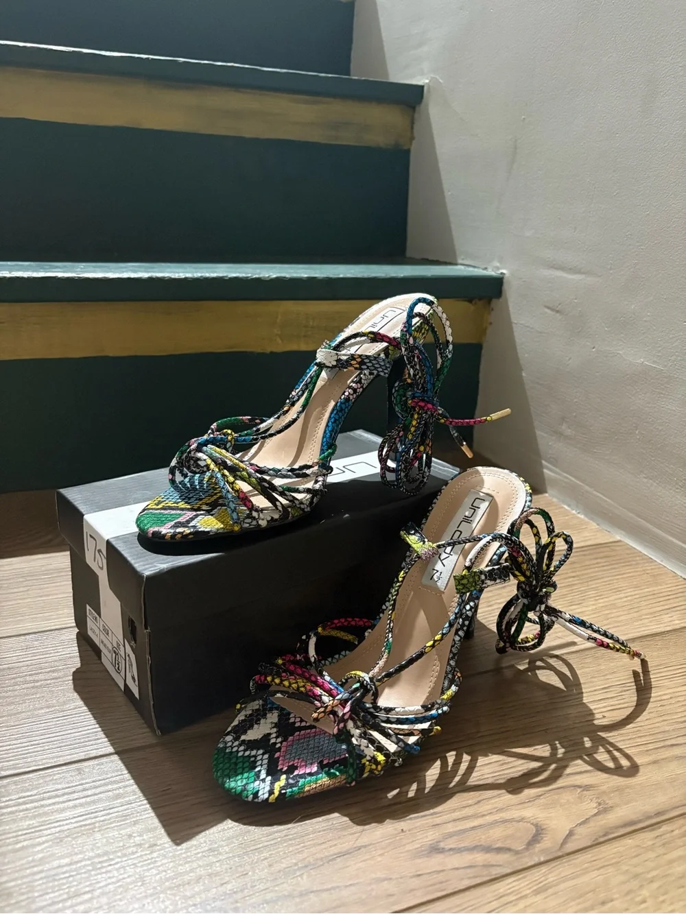 Multicolor Braided Strappy High Heel Sandals - Women